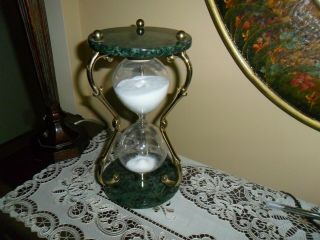 Large Hourglass Sand Timer Granite Stone Ends Curved Brass