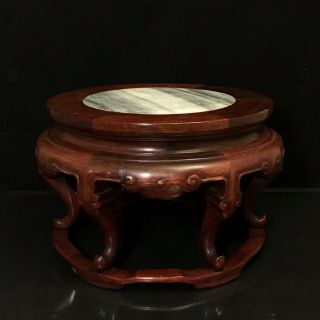 Vintage Chinese Flower Stand Stool Solid Rosewood Stone 12” X 12” X 7 - 1/4”
