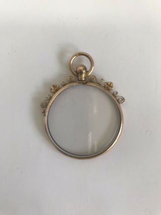 Large Vintage Antique 9ct Gold Glass Photo Locket Pendant Not Rolled Gold