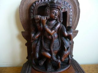 Antique Carved Wood Indian Hindu Buddhist Goddess Figure Book End