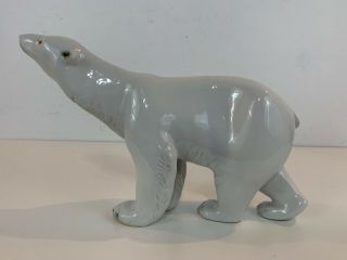 Vintage Royal Dux Porcelain Czechoslovakia Bohemia White Polar Bear Figurine