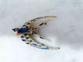 Vintage Coro Craft Sterling,  Gold Washed Swallow Bird Pin - Signed