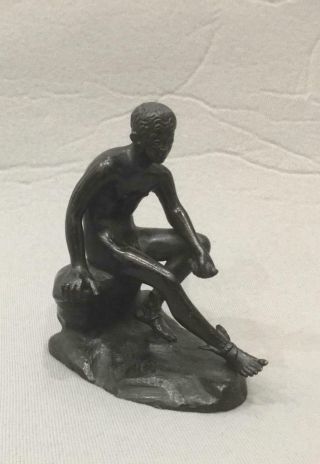 Grand Tour Nude Seated Male Bronze Figure Winged Feet Gay Interest