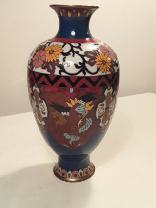 Antique Japanese Cloisonne Vase Meiji Period 7 Inches