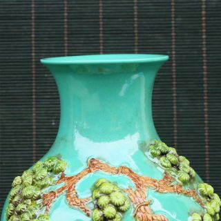 Chinese Handmade Vintage porcelain Cloisonne Red - crowned crane Vase 00328 2