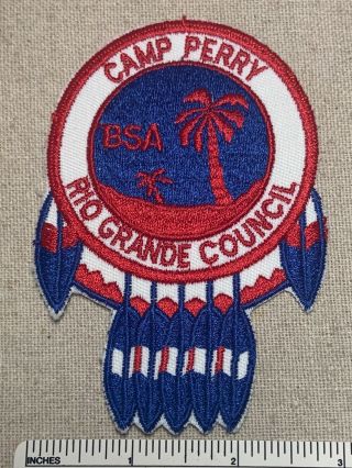 Vintage Camp Perry Boy Scout Patch Rio Grande Council Texas Bsa Warshield Ce Pb