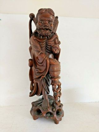 Huge Antique Chinese Japanese Carved Wooden Immortal God Buddha Ornament Statue