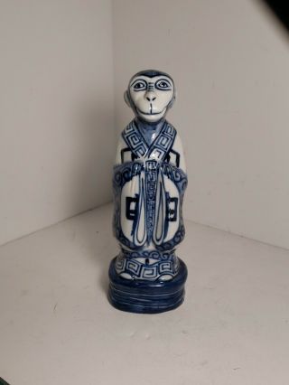Vintage/antique Blue And White Porcelain Monkey Women