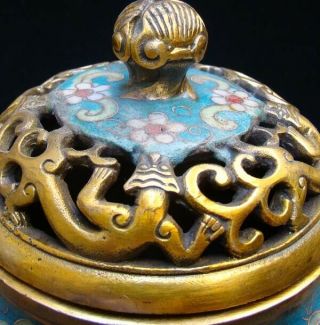 Handmade Carved Statue Elephant Brass Cloisonne Enamel Incense Burner 01 2
