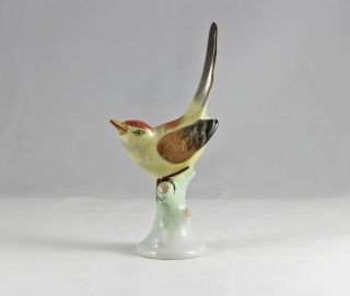 Vintage Porcelain Bird Figurine - Hollohaza Hungary Hand Painted 1834