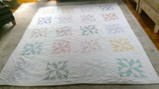 Vintage 1940s,  Hand Made Quilt 75 " X 90 " Sturdy,  Stain