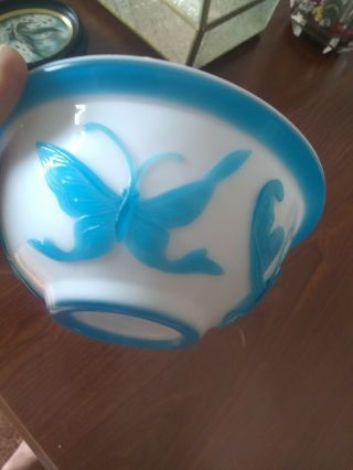 Antique Chinese Peking Glass Bowl With Stylized Butterflies