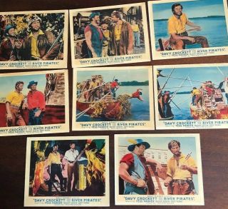 Walt Disney Davy Crockett English Lobby Cards River Pirates Set Of 8