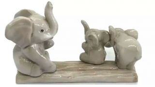 Vintage Elephant Babies Ceramic Glazed Figurines