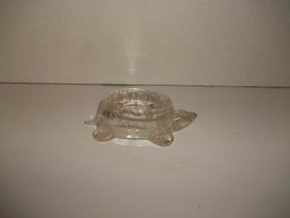 Vintage Clear Glass Turtle Figurine Open Salt Cellar Dip 3 " Long Ring Dish