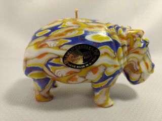 Hippopotamus Multi Color Hand - Made In Africa Wax Candle / Swazi Hippo