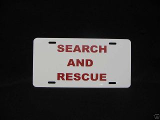 Search And Rescue Custom Made License Plate,  S&r Tag