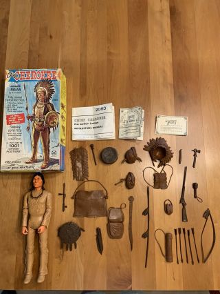 Chief Cherokee Vintage Marx Action Figure W/ Box And Accessories
