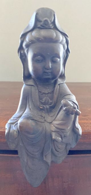 A Chinese Bronze Figure Of Guan Yin Stamped With 4 Character Marks