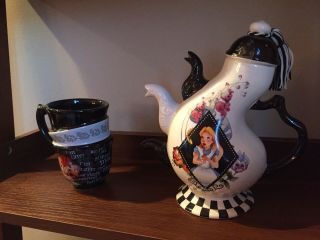 Disney Alice In Wonderland Triple Spout Teapot And Cup