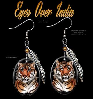 Bengal Tiger Earrings Leopard Cheetah Jaguar Art Lynx Cat Jewelry Hk 