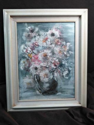 Old Vintage Impressionist Oil Painting Floral Still Life Art Flowers Vase Signed