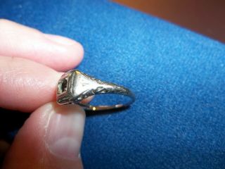 18k Antique White Gold Ring Setting Only - 2
