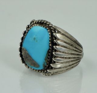 Big Navajo Sterling Turquoise Old Pawn Silver Native American Ring Vintage Sz 12
