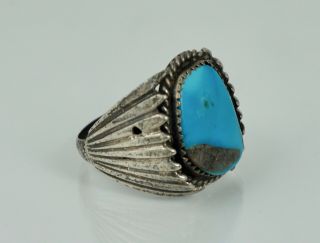Big Navajo Sterling Turquoise Old Pawn Silver Native American Ring Vintage Sz 12 3