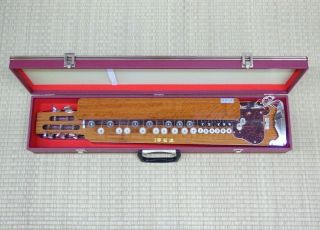 Japanese Antique Vintage Lacquer Wood 5 String Taisho Koto Harp Chacha