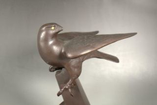 BOS181 - 2 Japanese Bronze Hawk ornament Okimono 2