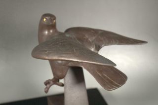 BOS181 - 2 Japanese Bronze Hawk ornament Okimono 3