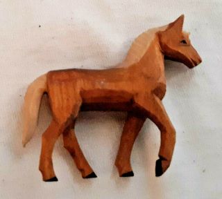 Miniature Hand - Carved Wooden Horse Detail 2.  25 " X 2 " Excl.