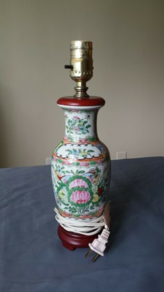 Antique/vintage Chinese Export Canton Famille Rose Medallion Vase Lamp