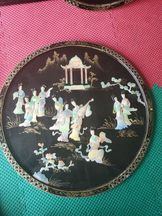 Vintage Chinese Asian Mother Of Pearl Wallart