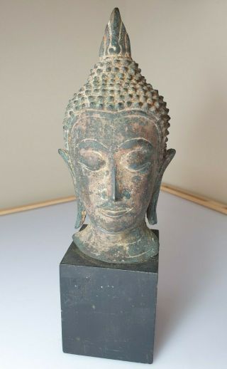 A Fine 14th /15th Century Bronze Head of Buddha.  Kingdom Of Ayutthaya 2