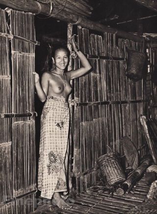 1940s Borneo Female Nude Breasts Bamboo Sarawak Photo Gravure K.  F.  Wong