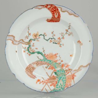 Antique Edo 18th / 19th C Japanese Porcelain Plate Arita Birds Prunus Ja.