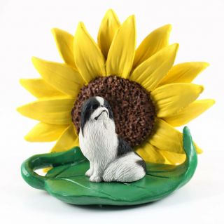 Japanese Chin Sunflower Figurine Black