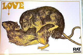 Rat Love 1968 - Rat: Subterranean News Poster - Rare