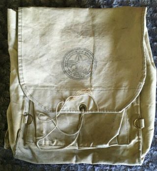 Vintage Boy Scouts Of America Bsa Canvas Backpack Bag 573 Haversack Camp Hiking