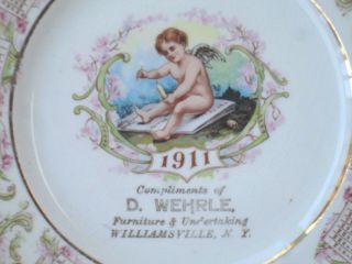 1911 Advertising Calendar Plate Williamsville Ny Wehrle Furniture & Undertaking