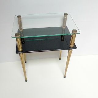 Table Bout De Canapé Verre Opaline Noire Guariche Années 50 70 Vintage 1950
