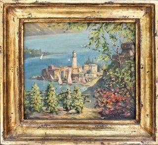 Vintage/antique French Riviera Oil Painting On Canvas,  10 " X 9 "