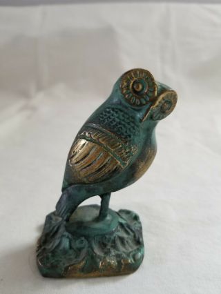 Vintage Solid Bronze Owl Of Athena Ancient Greek Wisdom Figurine Paperweight