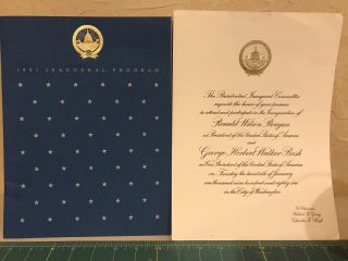1981 Ronald Reagan & George Bush Inaugural Program And Invitation