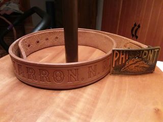 Vintage Philmont Boy Scout Ranch Leather Belt And Buckle,  Waist 36 Cimerron Nm