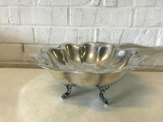 Vintage Antique Reed & Barton Silverplate Fruit Bowl Footed 1095 Scalloped Edge