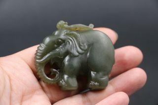 Antique Chinese Hand Carved Jade Elephant Figure