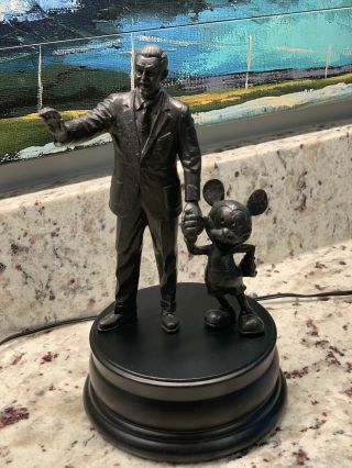 Disney Parks Walt Disney & Mickey Mouse Partners Bronze Figure Statue No Box